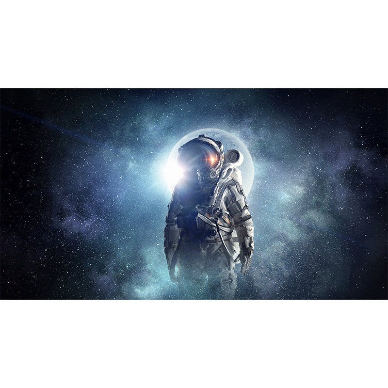 Stain-Proof Astronaut and Earth Mural Fictional Non-Woven Wall Art, Made to Measure Clearhalo 'Wall Decor' 'Wall Mural' 1627856