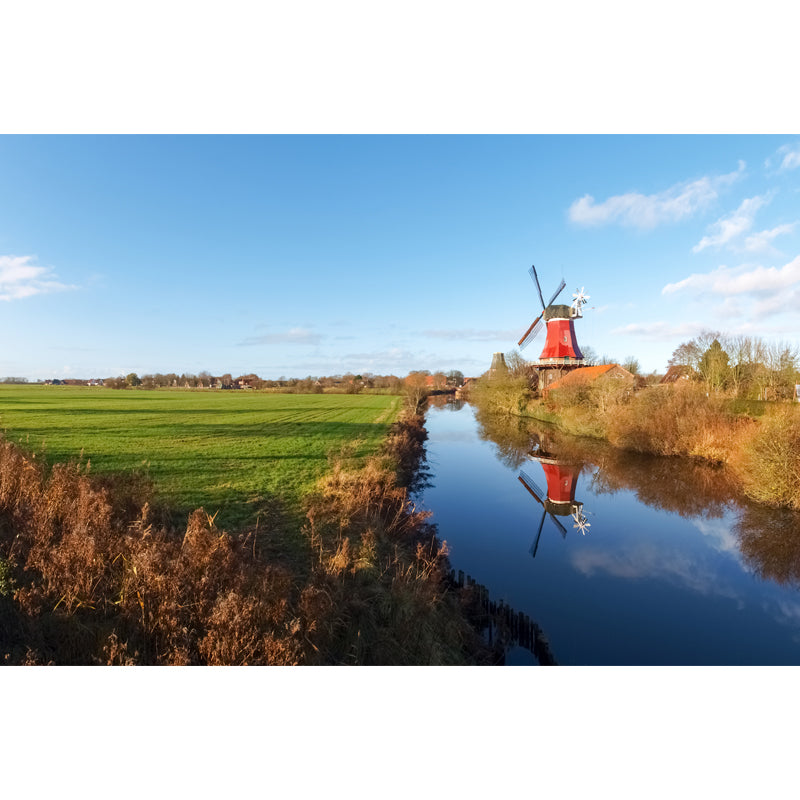 Rotating Windmill Mural Wallpaper for Dining Room Summer Wall Decor, Custom Printed Clearhalo 'Wall Decor' 'Wall Mural' 1627866