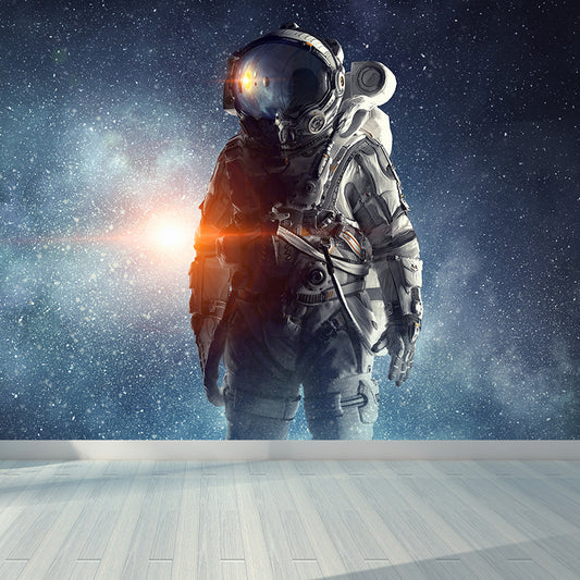 Huge Astronaut Print Mural for Bedroom Universe Wall Art in Blue, Stain Resistant Clearhalo 'Wall Decor' 'Wall Mural' 1627875