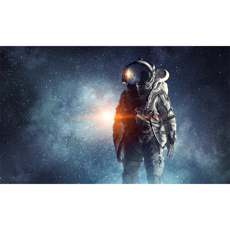 Huge Astronaut Print Mural for Bedroom Universe Wall Art in Blue, Stain Resistant Clearhalo 'Wall Decor' 'Wall Mural' 1627876