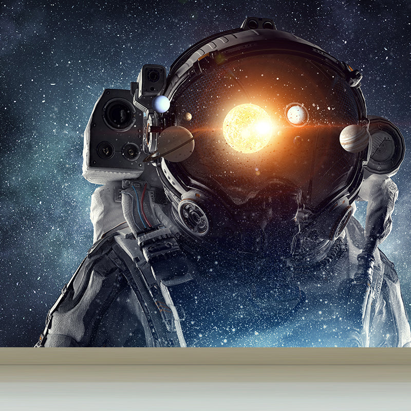 Huge Astronaut Print Mural for Bedroom Universe Wall Art in Blue, Stain Resistant Blue Design 2 Clearhalo 'Wall Decor' 'Wall Mural' 1627878