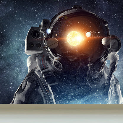 Huge Astronaut Print Mural for Bedroom Universe Wall Art in Blue, Stain Resistant Blue Design 2 Clearhalo 'Wall Decor' 'Wall Mural' 1627878