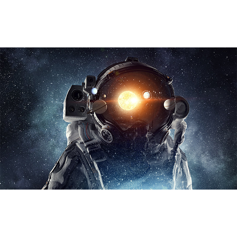 Huge Astronaut Print Mural for Bedroom Universe Wall Art in Blue, Stain Resistant Clearhalo 'Wall Decor' 'Wall Mural' 1627881