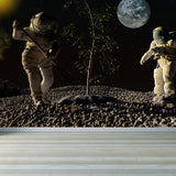 Photography Earth and Astronaut Mural Giant Wall Covering for Dining Room, Custom Clearhalo 'Wall Decor' 'Wall Mural' 1627910