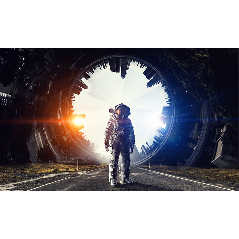 Dark Gray Astronaut Mural Wallpaper Stain-Proofing Wall Covering for Dining Room Clearhalo 'Wall Decor' 'Wall Mural' 1627996