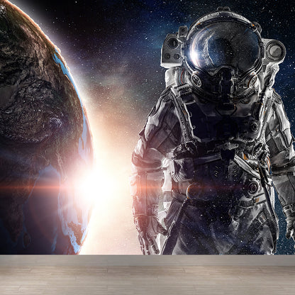 Dark Gray Astronaut Mural Wallpaper Stain-Proofing Wall Covering for Dining Room Dark Gray Design 3 Clearhalo 'Wall Decor' 'Wall Mural' 1628003