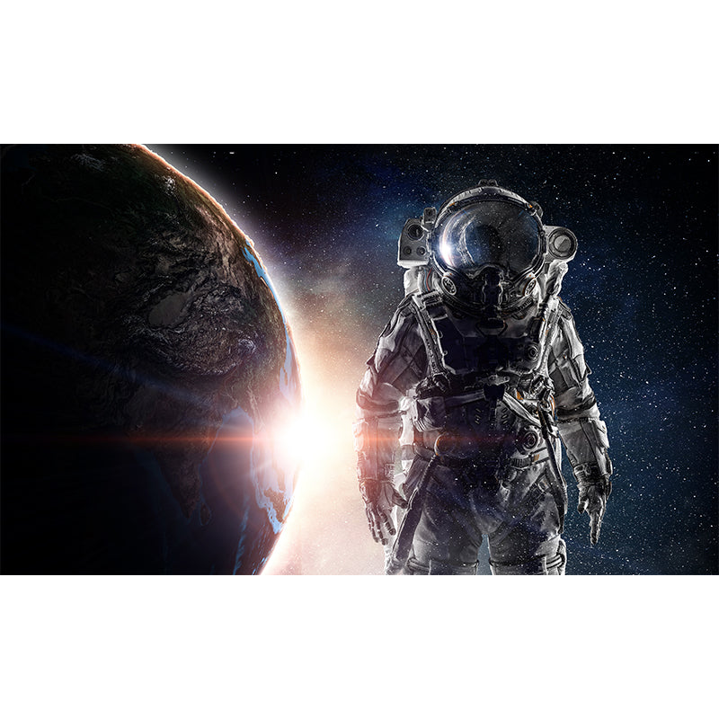 Dark Gray Astronaut Mural Wallpaper Stain-Proofing Wall Covering for Dining Room Clearhalo 'Wall Decor' 'Wall Mural' 1628006