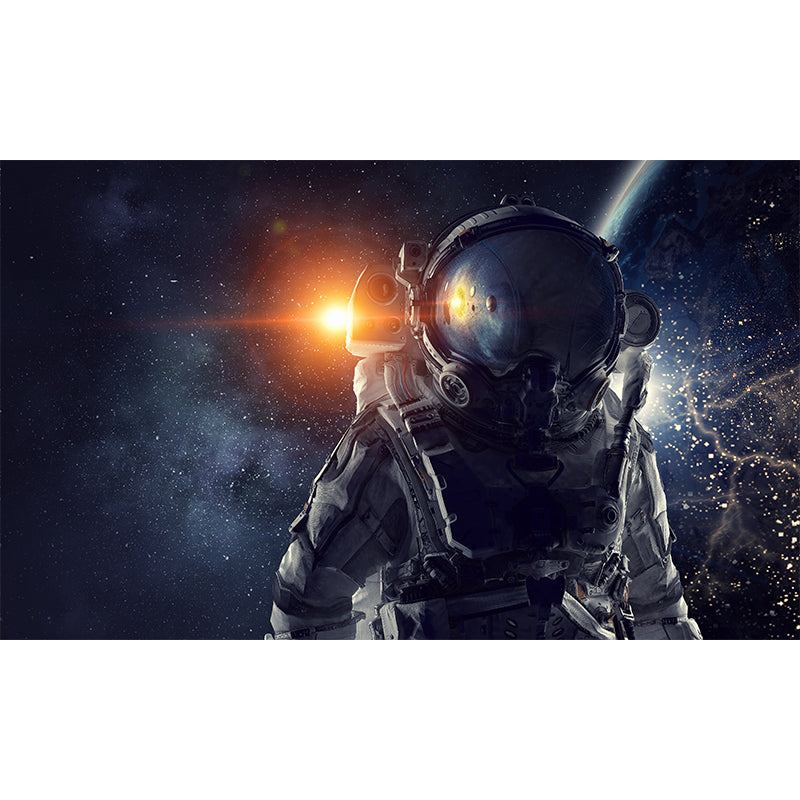 Dark Gray Astronaut Mural Wallpaper Stain-Proofing Wall Covering for Dining Room Clearhalo 'Wall Decor' 'Wall Mural' 1628011