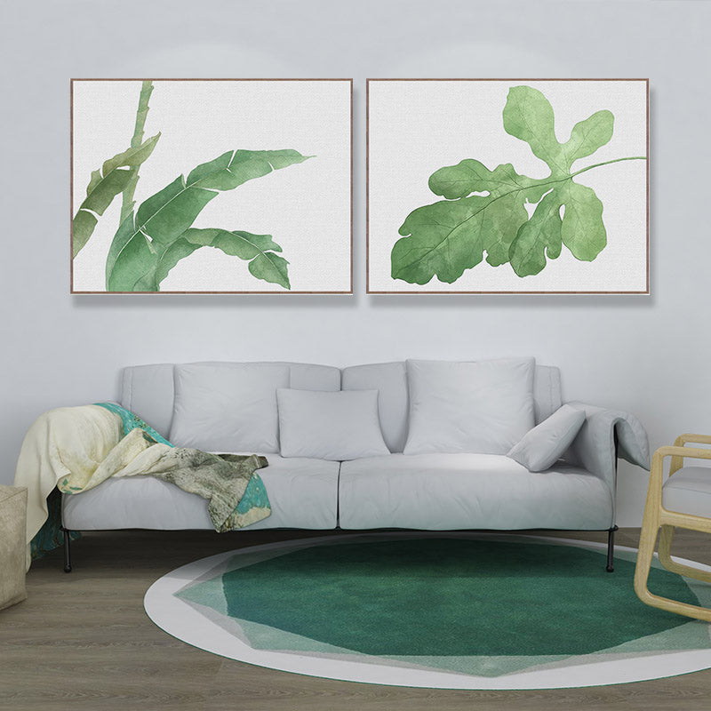 Leaf Painting Wall Art Print Farmhouse Textured Sitting Room Wrapped Canvas in Green Clearhalo 'Art Gallery' 'Canvas Art' 'Country Art Gallery' 'French Country' 'Rustic' Arts' 1628418