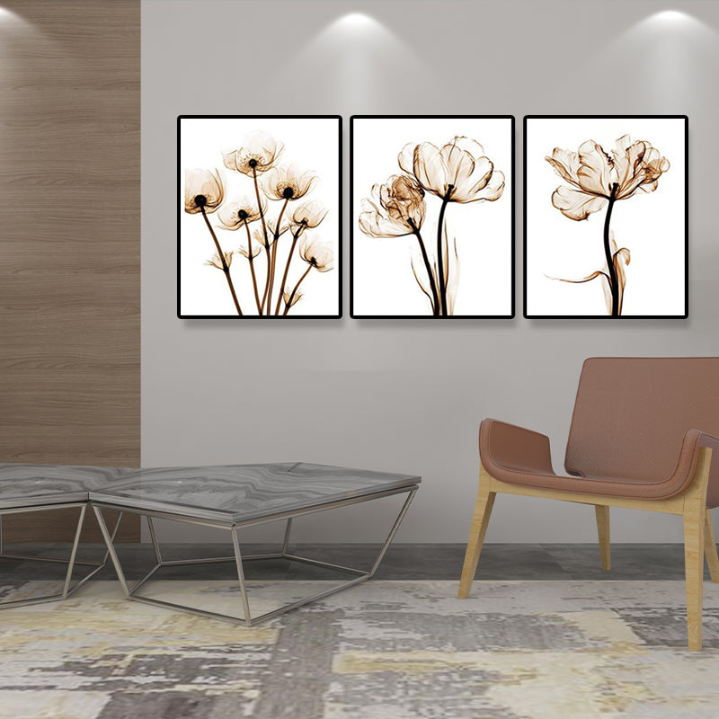 Countryside Flower Wall Decoration Canvas Textured Brown Art Print for Family Room Clearhalo 'Art Gallery' 'Canvas Art' 'Country Art Gallery' 'French Country' 'Rustic' Arts' 1628440