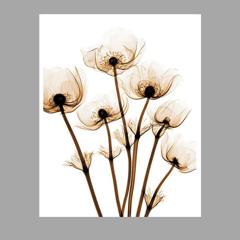 Countryside Flower Wall Decoration Canvas Textured Brown Art Print for Family Room Clearhalo 'Art Gallery' 'Canvas Art' 'Country Art Gallery' 'French Country' 'Rustic' Arts' 1628448