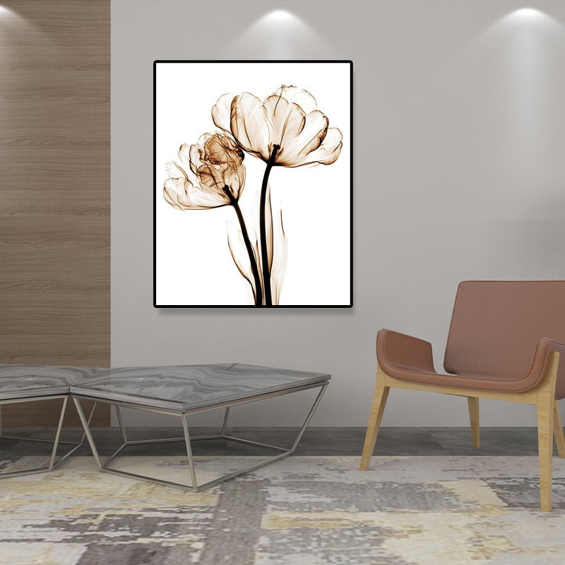 Countryside Flower Wall Decoration Canvas Textured Brown Art Print for Family Room Brown Design 2 Clearhalo 'Art Gallery' 'Canvas Art' 'Country Art Gallery' 'French Country' 'Rustic' Arts' 1628452