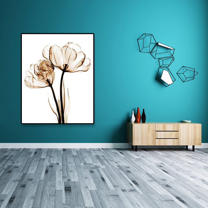 Countryside Flower Wall Decoration Canvas Textured Brown Art Print for Family Room Clearhalo 'Art Gallery' 'Canvas Art' 'Country Art Gallery' 'French Country' 'Rustic' Arts' 1628453