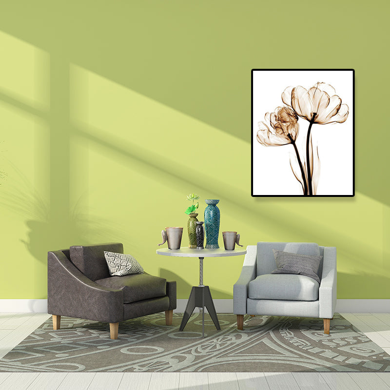 Countryside Flower Wall Decoration Canvas Textured Brown Art Print for Family Room Clearhalo 'Art Gallery' 'Canvas Art' 'Country Art Gallery' 'French Country' 'Rustic' Arts' 1628454