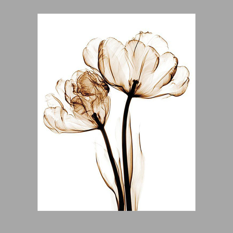 Countryside Flower Wall Decoration Canvas Textured Brown Art Print for Family Room Clearhalo 'Art Gallery' 'Canvas Art' 'Country Art Gallery' 'French Country' 'Rustic' Arts' 1628455