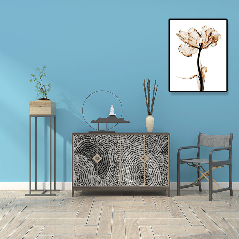 Countryside Flower Wall Decoration Canvas Textured Brown Art Print for Family Room Clearhalo 'Art Gallery' 'Canvas Art' 'Country Art Gallery' 'French Country' 'Rustic' Arts' 1628460