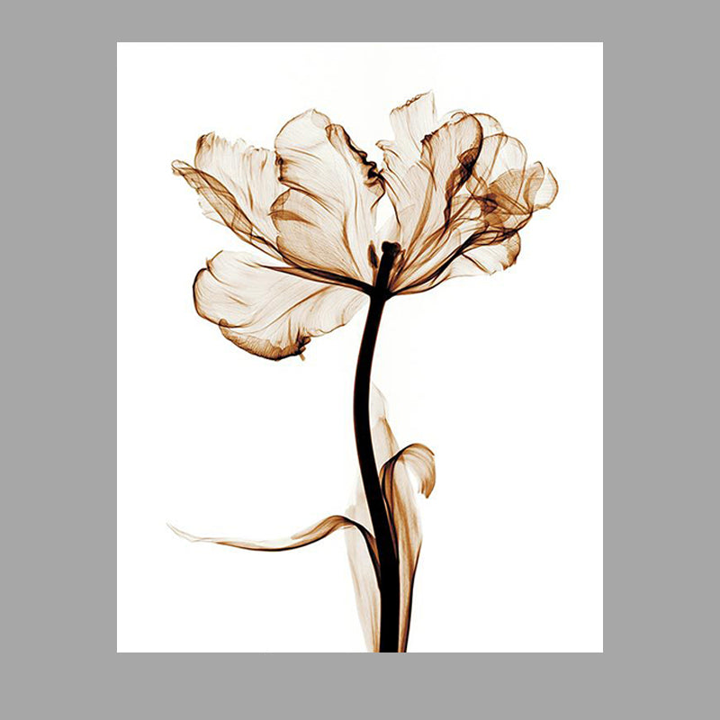 Countryside Flower Wall Decoration Canvas Textured Brown Art Print for Family Room Clearhalo 'Art Gallery' 'Canvas Art' 'Country Art Gallery' 'French Country' 'Rustic' Arts' 1628462