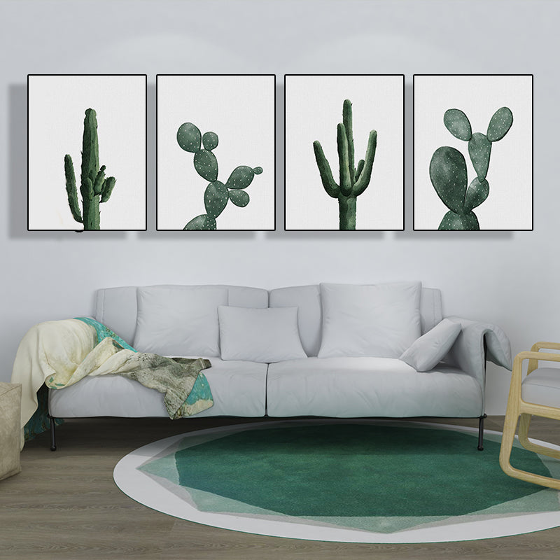 Tropical Plant Cactus Wall Art Green Textured Surface Canvas Print for Sitting Room Clearhalo 'Art Gallery' 'Canvas Art' 'Coastal Art Gallery' 'Tropical' Arts' 1628496