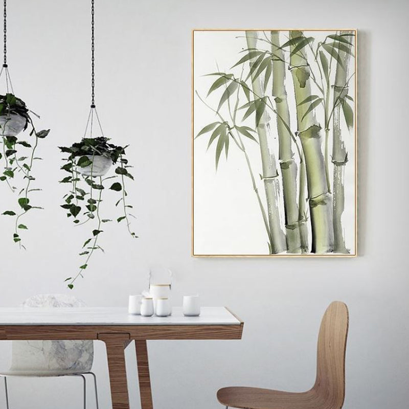 Chinese Bamboo Painting Wall Decor Canvas Textured Green Wall Art for Living Room Green Design 4 Clearhalo 'Arts' 'Canvas Art' 1628547