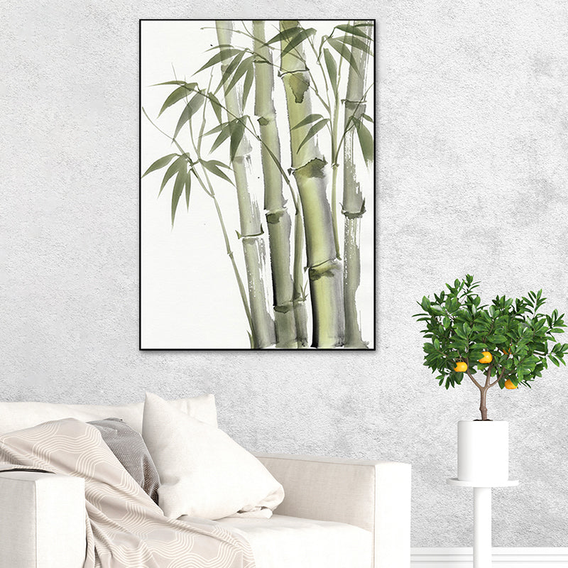 Chinese Bamboo Painting Wall Decor Canvas Textured Green Wall Art for Living Room - Clearhalo - 'Arts' - 'Canvas Art' - 1628548