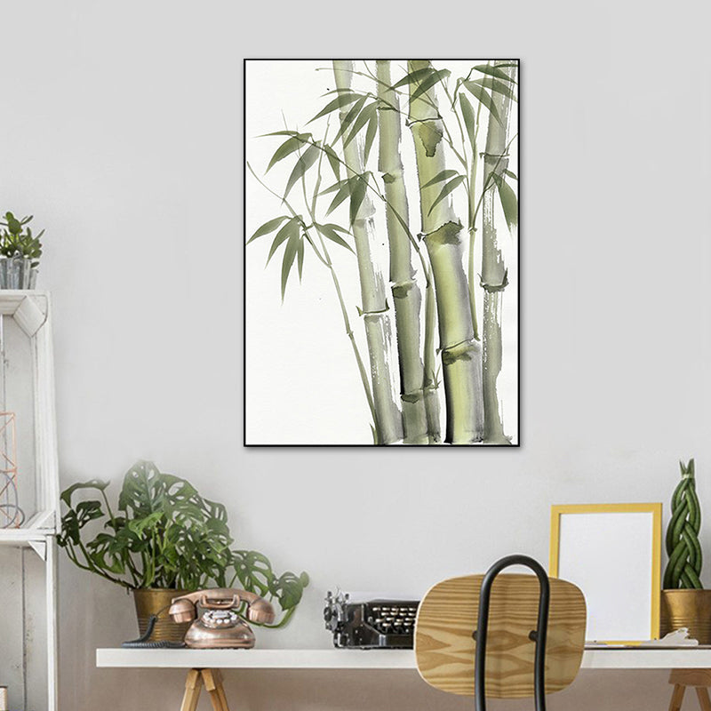 Chinese Bamboo Painting Wall Decor Canvas Textured Green Wall Art for Living Room Clearhalo 'Arts' 'Canvas Art' 1628549