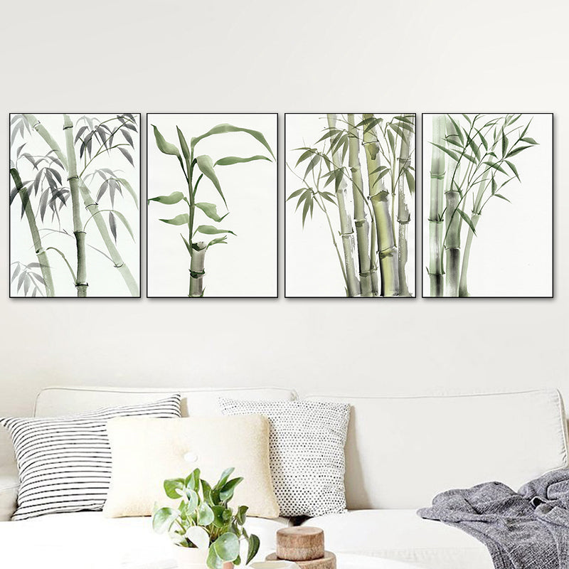 Chinese Bamboo Painting Wall Decor Canvas Textured Green Wall Art for Living Room - Clearhalo - 'Arts' - 'Canvas Art' - 1628555