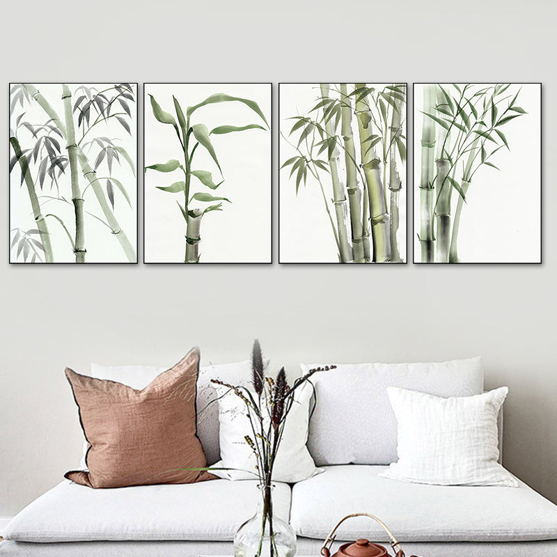 Chinese Bamboo Painting Wall Decor Canvas Textured Green Wall Art for Living Room - Clearhalo - 'Arts' - 'Canvas Art' - 1628556