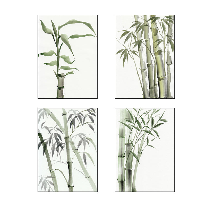 Chinese Bamboo Painting Wall Decor Canvas Textured Green Wall Art for Living Room Clearhalo 'Arts' 'Canvas Art' 1628557