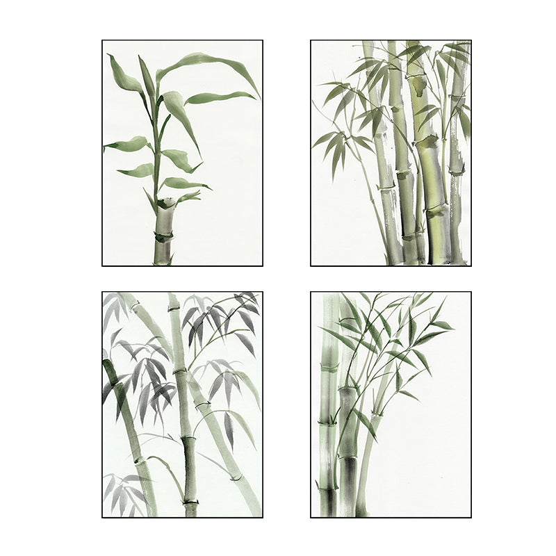 Chinese Bamboo Painting Wall Decor Canvas Textured Green Wall Art for Living Room - Clearhalo - 'Arts' - 'Canvas Art' - 1628557