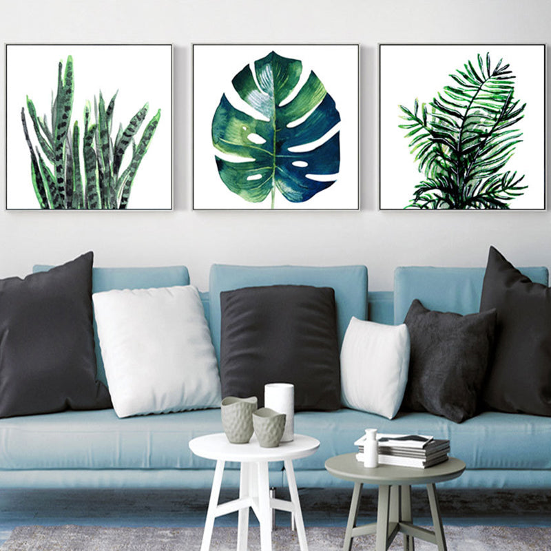 Stylish Tropical Plant Leaves Art Print for Bedroom Botanical Wall Decor in Green Clearhalo 'Art Gallery' 'Canvas Art' 'Coastal Art Gallery' 'Tropical' Arts' 1628562