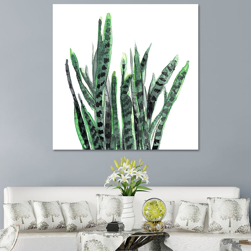 Stylish Tropical Plant Leaves Art Print for Bedroom Botanical Wall Decor in Green Green Design 1 Clearhalo 'Art Gallery' 'Canvas Art' 'Coastal Art Gallery' 'Tropical' Arts' 1628568