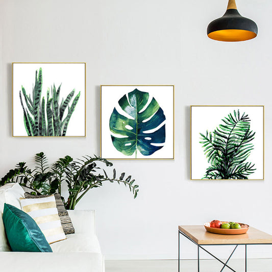 Stylish Tropical Plant Leaves Art Print for Bedroom Botanical Wall Decor in Green Clearhalo 'Art Gallery' 'Canvas Art' 'Coastal Art Gallery' 'Tropical' Arts' 1628569
