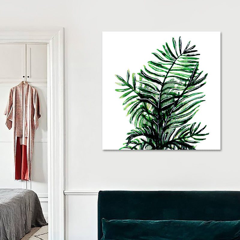 Stylish Tropical Plant Leaves Art Print for Bedroom Botanical Wall Decor in Green Clearhalo 'Art Gallery' 'Canvas Art' 'Coastal Art Gallery' 'Tropical' Arts' 1628583