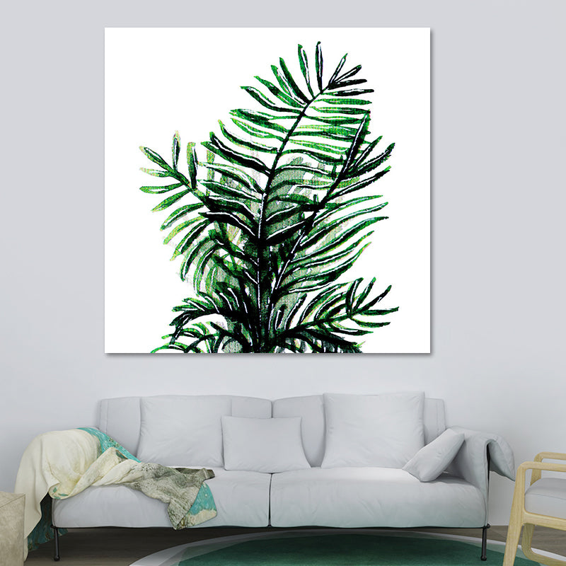 Stylish Tropical Plant Leaves Art Print for Bedroom Botanical Wall Decor in Green Clearhalo 'Art Gallery' 'Canvas Art' 'Coastal Art Gallery' 'Tropical' Arts' 1628584