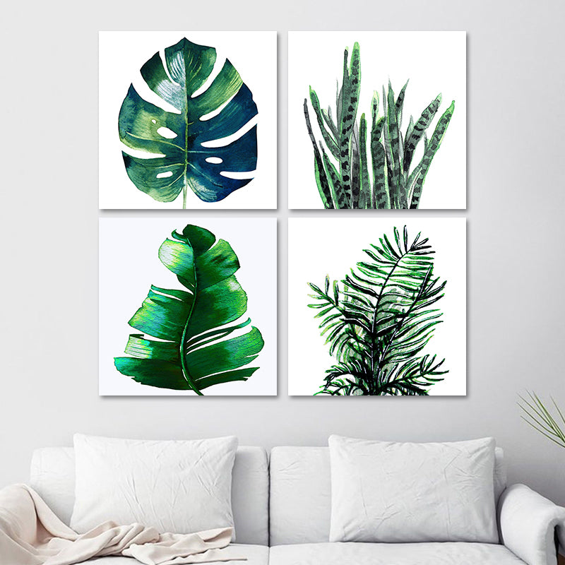 Stylish Tropical Plant Leaves Art Print for Bedroom Botanical Wall Decor in Green Clearhalo 'Art Gallery' 'Canvas Art' 'Coastal Art Gallery' 'Tropical' Arts' 1628591