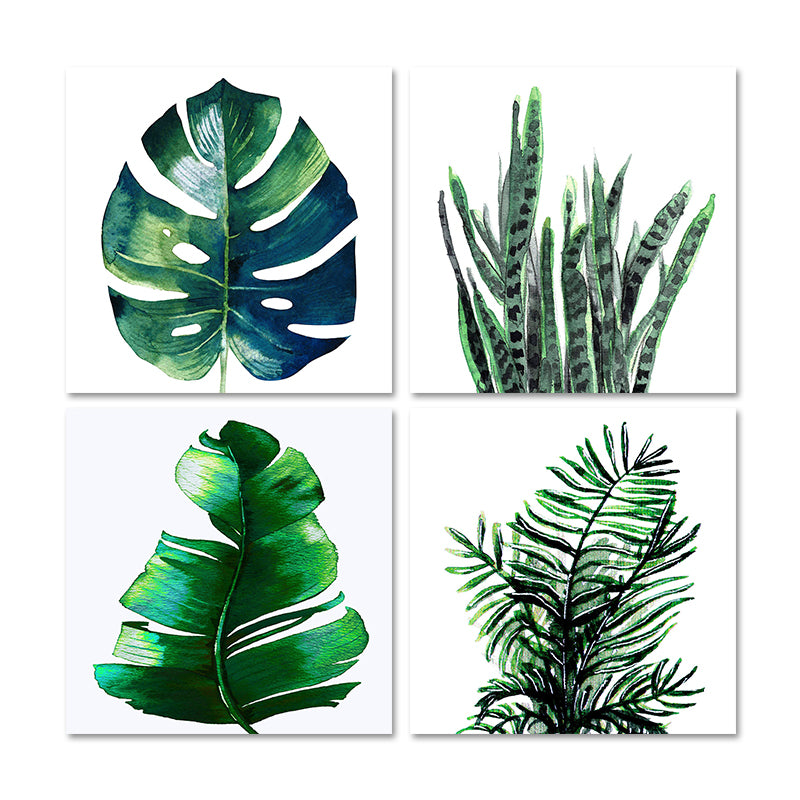 Stylish Tropical Plant Leaves Art Print for Bedroom Botanical Wall Decor in Green Clearhalo 'Art Gallery' 'Canvas Art' 'Coastal Art Gallery' 'Tropical' Arts' 1628592