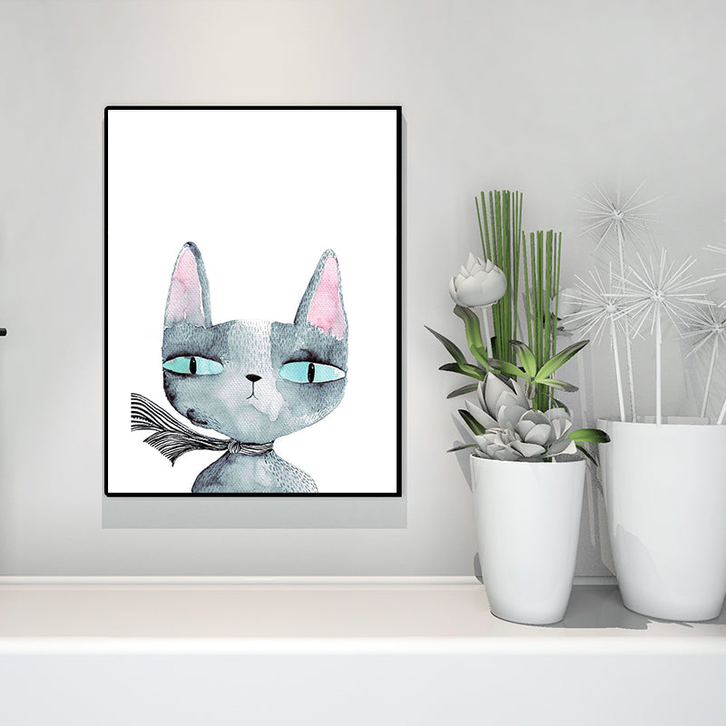 Animal Print Wall Art Living Room Pot Plant Canvas Painting in White for House Decor White Design 1 Clearhalo 'Art Gallery' 'Canvas Art' 'Kids' Arts' 1628666