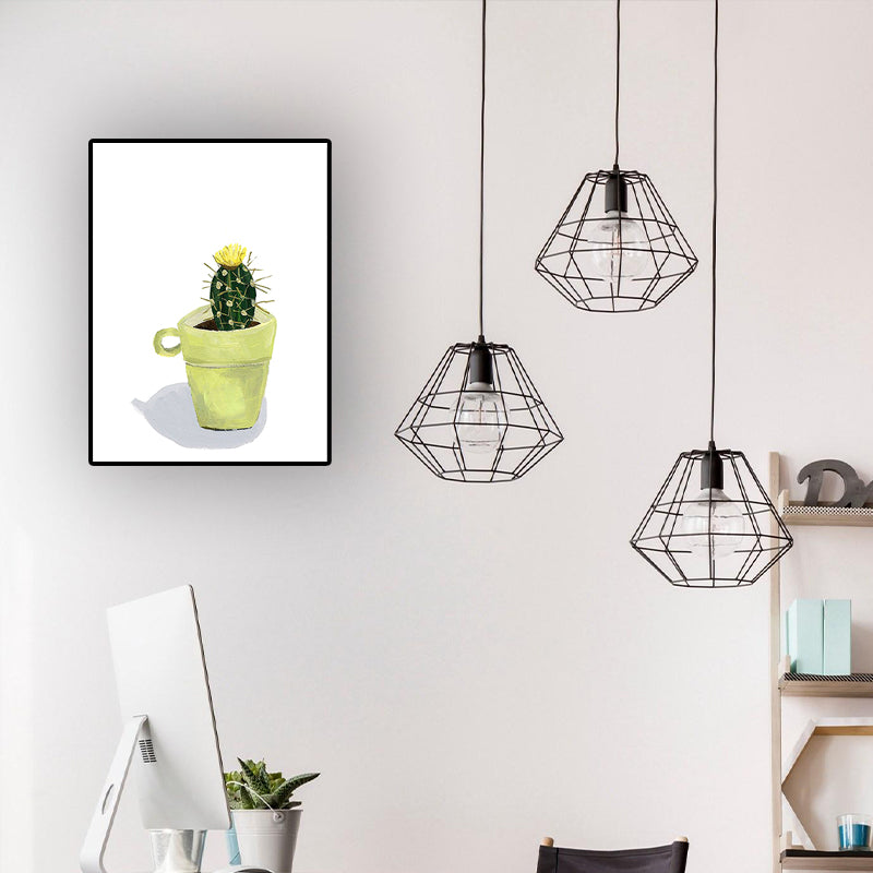 Animal Print Wall Art Living Room Pot Plant Canvas Painting in White for House Decor Clearhalo 'Art Gallery' 'Canvas Art' 'Kids' Arts' 1628681