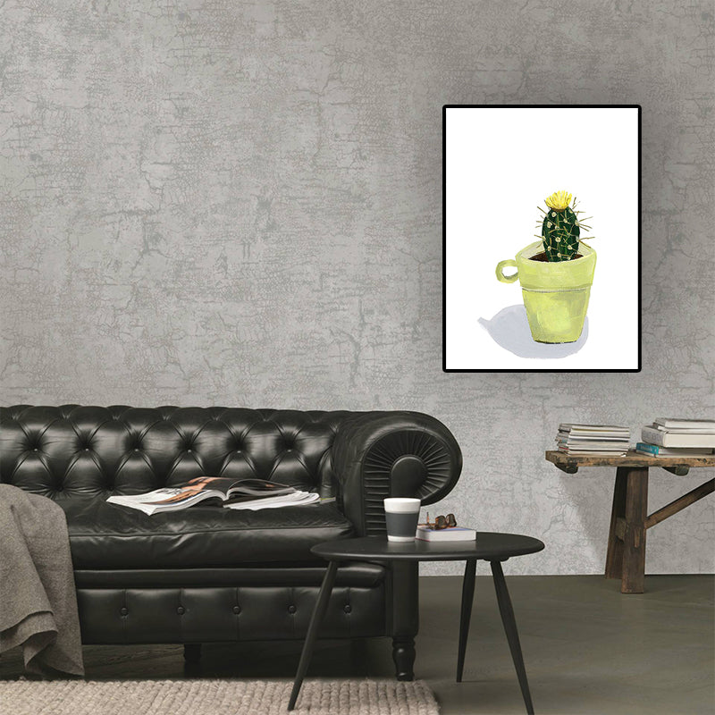Animal Print Wall Art Living Room Pot Plant Canvas Painting in White for House Decor Clearhalo 'Art Gallery' 'Canvas Art' 'Kids' Arts' 1628682