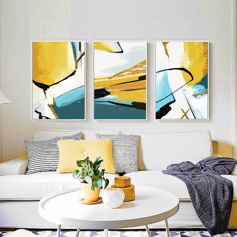 Contemporary Abstract Painting Canvas Yellow Textured Wall Art Decor for Living Room Yellow One Set Clearhalo 'Art Gallery' 'Canvas Art' 'Contemporary Art Gallery' 'Modern' Arts' 1628687