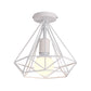 1 Head Semi Flush Light Industrial Stylish Cage Diamond Metallic Ceiling Light Fixture in Black/White for Bedroom White Clearhalo 'Ceiling Lights' 'Close To Ceiling Lights' 'Close to ceiling' 'Semi-flushmount' Lighting' 162873