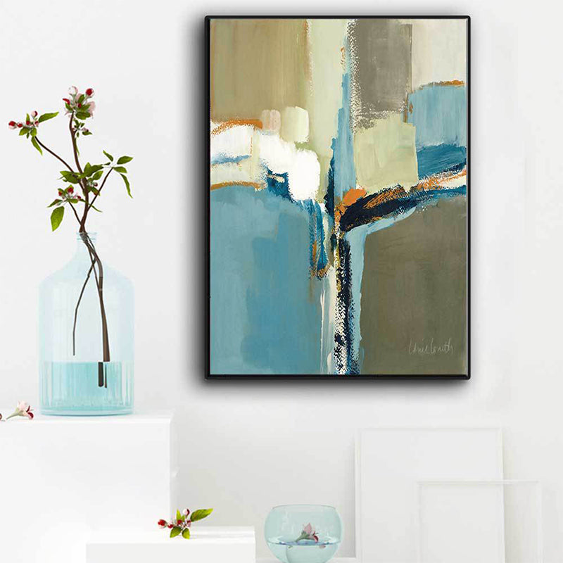Canvas Blue Wall Decoration Modern Style Abstract Wall Art Print in Blue for Home Blue Design 1 Clearhalo 'Art Gallery' 'Canvas Art' 'Contemporary Art Gallery' 'Modern' Arts' 1628757