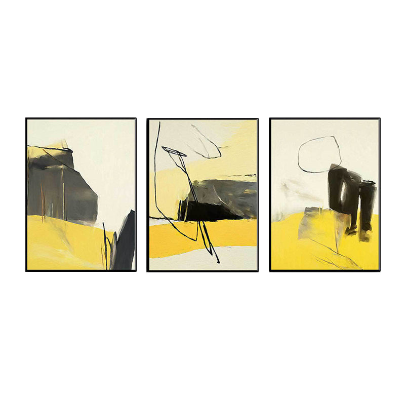Abstract Canvas Wall Art Contemporary Textured Wall Decor in Yellow and Black for Room Clearhalo 'Art Gallery' 'Canvas Art' 'Contemporary Art Gallery' 'Modern' Arts' 1628767