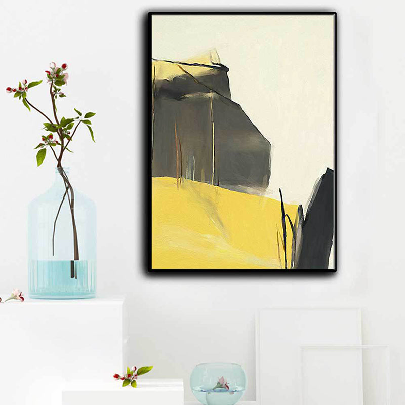 Abstract Canvas Wall Art Contemporary Textured Wall Decor in Yellow and Black for Room Clearhalo 'Art Gallery' 'Canvas Art' 'Contemporary Art Gallery' 'Modern' Arts' 1628772