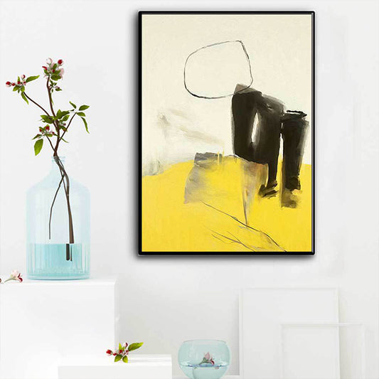 Abstract Canvas Wall Art Contemporary Textured Wall Decor in Yellow and Black for Room Yellow Design 1 Clearhalo 'Art Gallery' 'Canvas Art' 'Contemporary Art Gallery' 'Modern' Arts' 1628778