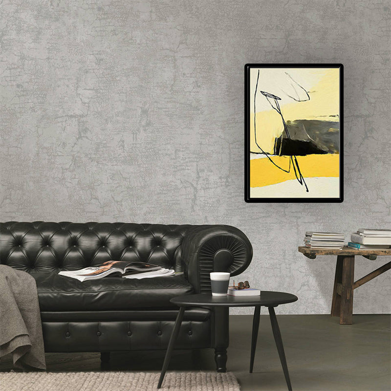 Abstract Canvas Wall Art Contemporary Textured Wall Decor in Yellow and Black for Room Clearhalo 'Art Gallery' 'Canvas Art' 'Contemporary Art Gallery' 'Modern' Arts' 1628786