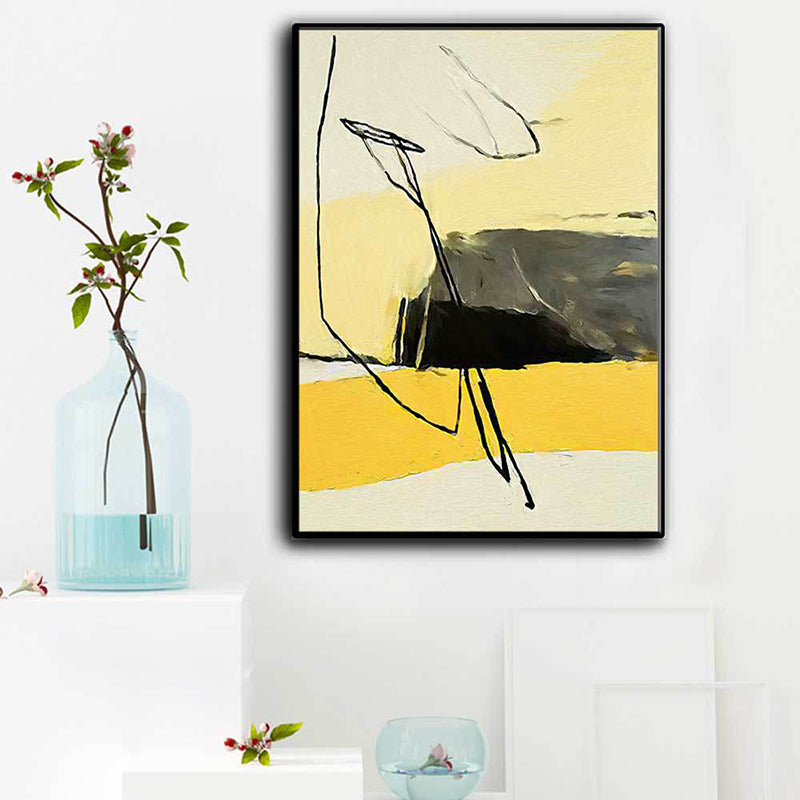 Abstract Canvas Wall Art Contemporary Textured Wall Decor in Yellow and Black for Room Clearhalo 'Art Gallery' 'Canvas Art' 'Contemporary Art Gallery' 'Modern' Arts' 1628787