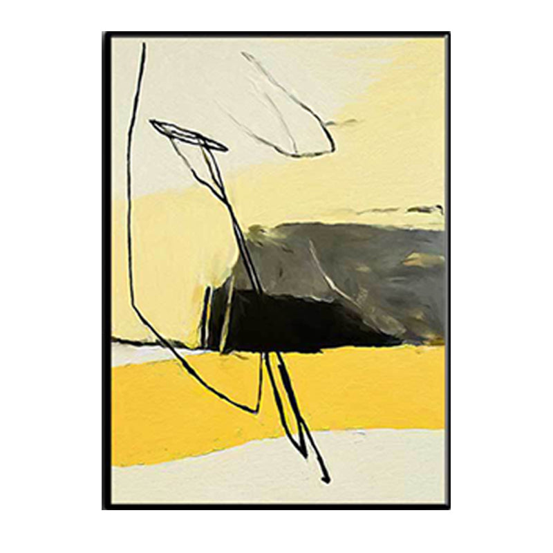 Abstract Canvas Wall Art Contemporary Textured Wall Decor in Yellow and Black for Room Clearhalo 'Art Gallery' 'Canvas Art' 'Contemporary Art Gallery' 'Modern' Arts' 1628788