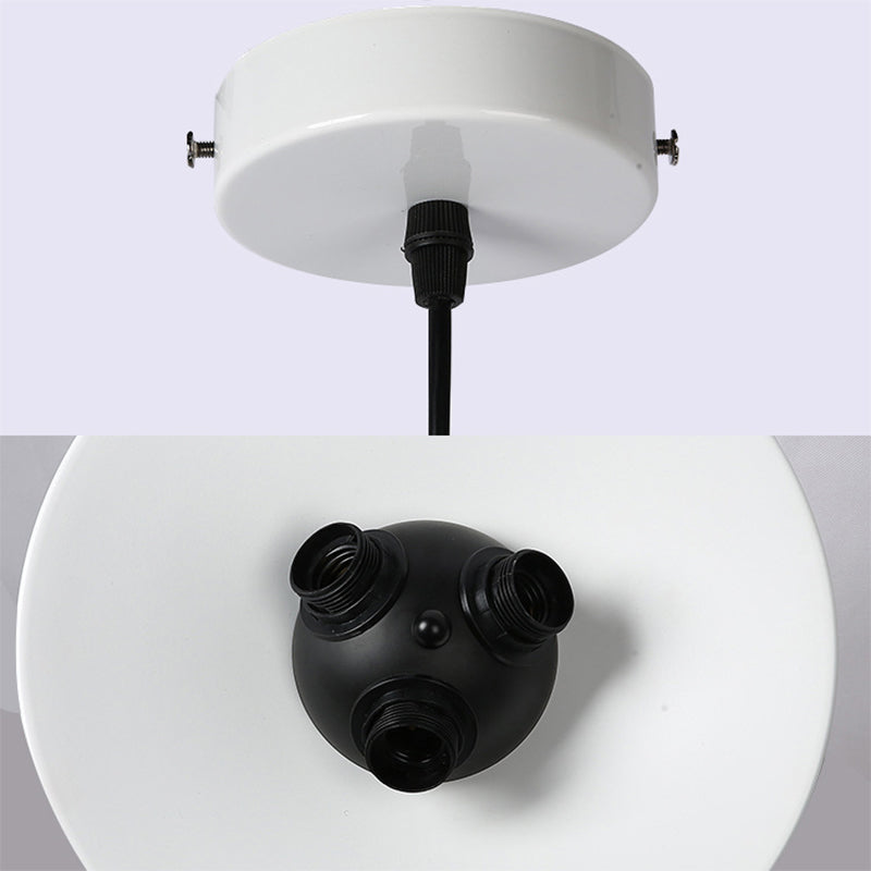 Flared Shade Kitchen Hanging Lamp Vintage Style Metallic 3 Heads Black/White Pendant Lighting Clearhalo 'Cast Iron' 'Ceiling Lights' 'Chandeliers' 'Industrial Chandeliers' 'Industrial' 'Metal' 'Middle Century Chandeliers' 'Rustic Chandeliers' 'Tiffany' Lighting' 163091