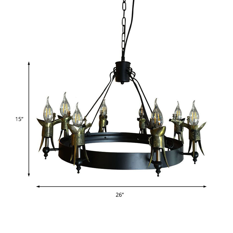 Bare Bulb Metal Hanging Lamp with Ring Antique Style Multi Light Farmhouse Chandelier Lighting in Brass Clearhalo 'Cast Iron' 'Ceiling Lights' 'Chandeliers' 'Industrial Chandeliers' 'Industrial' 'Metal' 'Middle Century Chandeliers' 'Rustic Chandeliers' 'Tiffany' Lighting' 163135